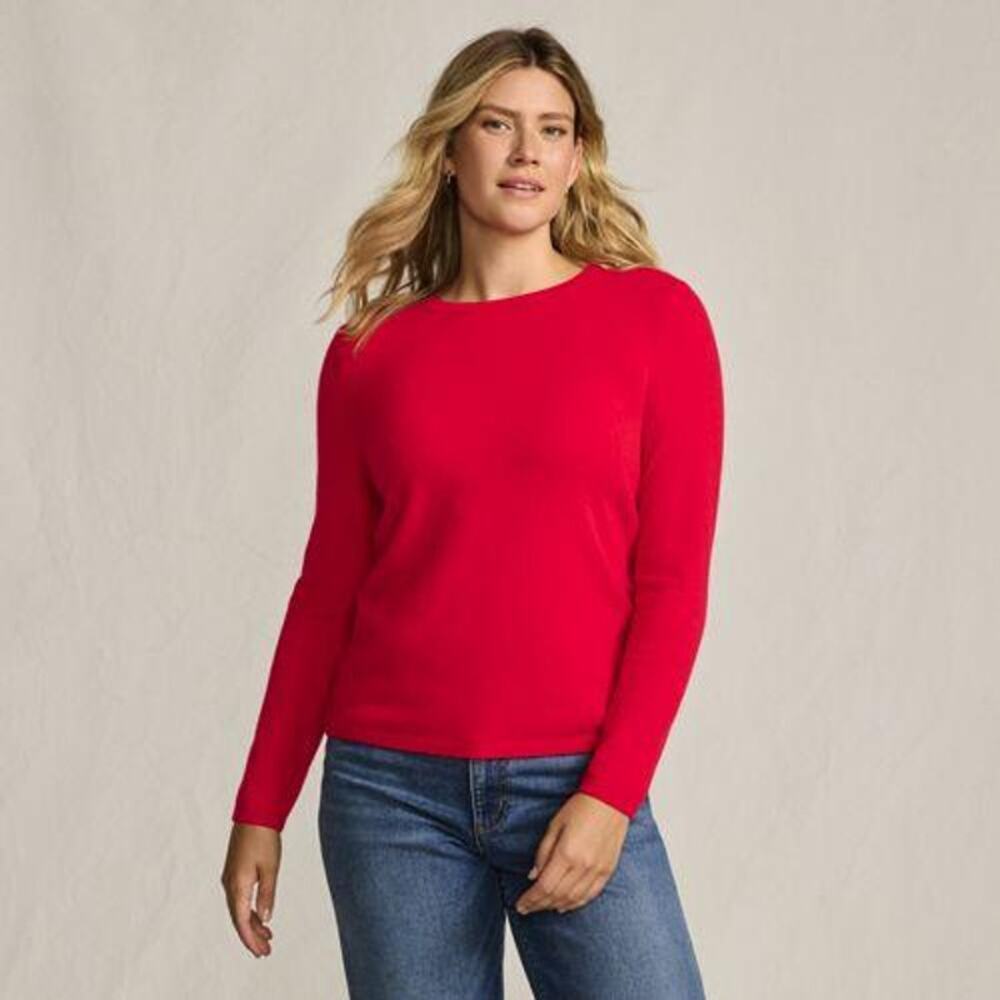 Lands' End Women's 100% Cashmere Crewneck Sweater Holiday Red Large 14-16